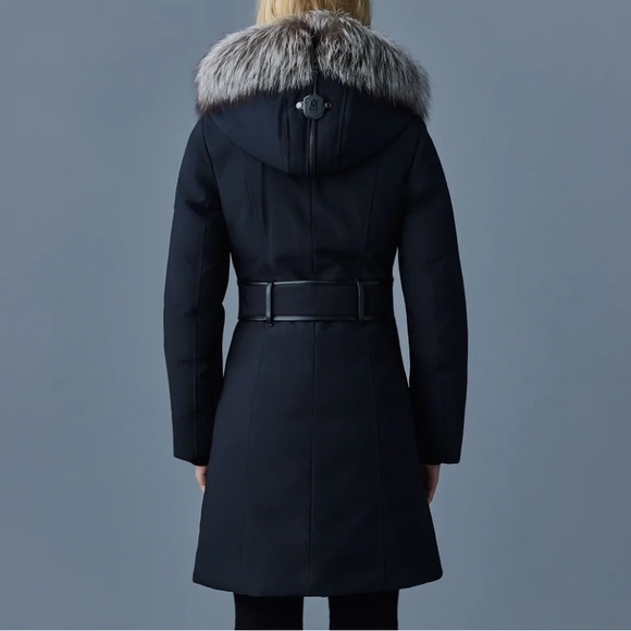 MACKAGE TRISH DOWN COAT WITH SILVER FOX FUR SIGNATURE COLLAR, BLACK, SIZE M - Picture 2 of 3